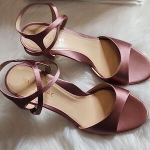 NIB Marion Parke Glitter Strap Heel Satin Blush Size 6